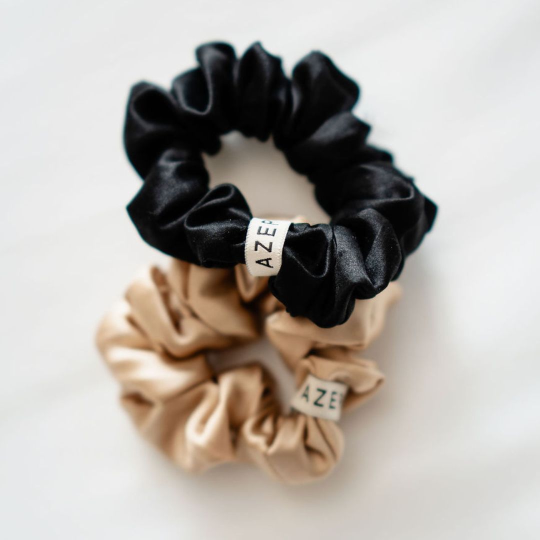 2 Scrunchies aus 100 % Maulbeerseide - Azerum