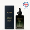AZERUM Kopfhautserum für dichteres Haar, Vorher-Nachher-Bilder, mit Modell, Inhaltsstoffe und Wirkversprechen sichtbar.
